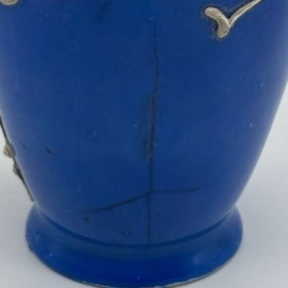 Vintage EIN Made in Japan Small Vase Moriage Deep Blue With Pink Apple Blossoms~ - Picture 4 of 6